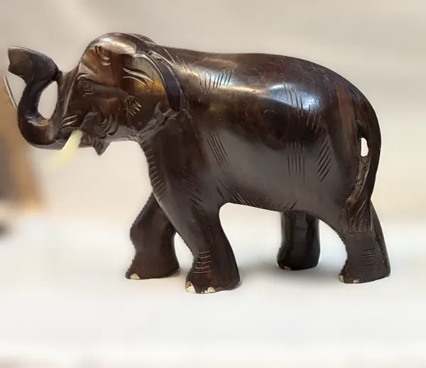 The_Royal_Salute_Tusker:_6"_Hand-Chiseled_Indian_Rosewood_Elephant_Figurine_–_Welcoming_Vastu_Hardwood_Sculpture