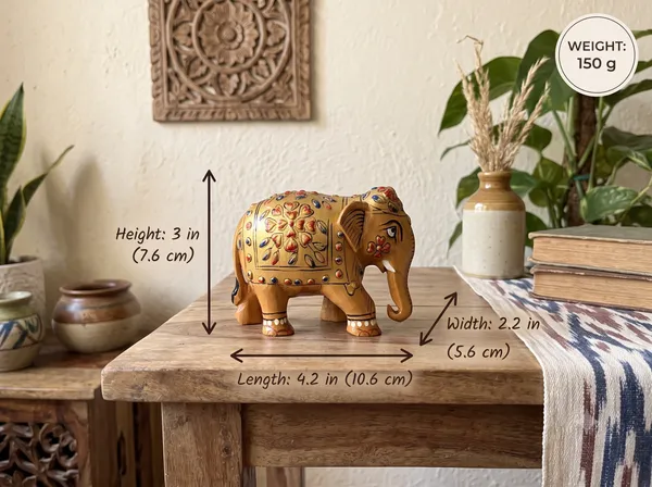 Handcrafted_Golden_Embossed_Wooden_Elephant_Figurine_Traditional_3D_Relief_Floral_Art_Showpiece