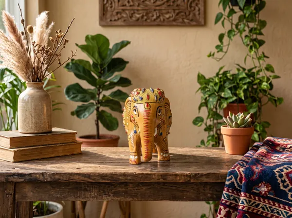 Handcrafted_Golden_Embossed_Wooden_Elephant_Figurine_Traditional_3D_Relief_Floral_Art_Showpiece
