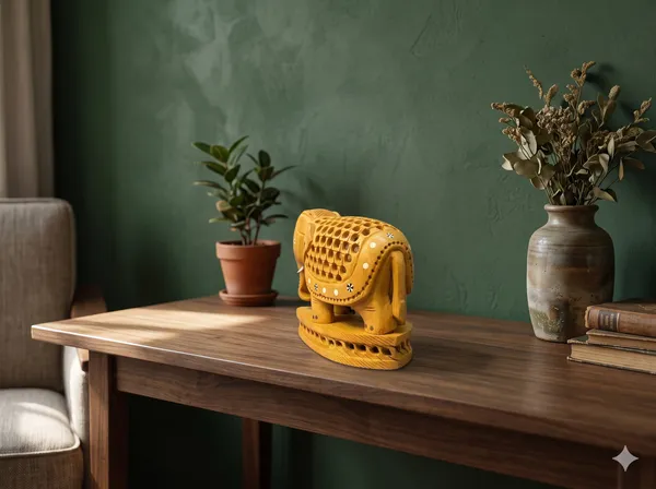 Hand-Carved_Kadam_Wood_Undercut_Elephant_with_Baby_Inside_Single-Block_Jali_Openwork_Fretwork_Showpiece_Maternal_Vastu_Decor