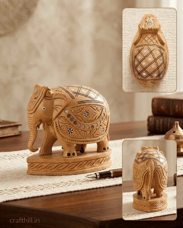 Hand-Carved_Wooden_Elephant_with_Inlay_Work_Studded_Diamond_Trellis_&_Hanging_Underbelly_Bell_Showpiece_Tabletop_Decor