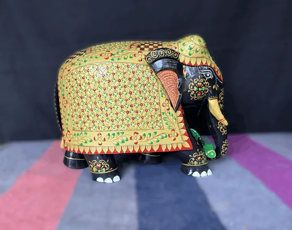 Hand-Carved_&_3D_Embossed_Royal_Wooden_Elephant_Sacred_Lotus,_Raised_Jaali_Lattice_&_Miniature_Floral_Art