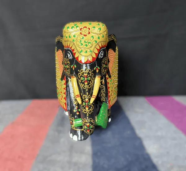 Hand-Carved_&_3D_Embossed_Royal_Wooden_Elephant_Sacred_Lotus,_Raised_Jaali_Lattice_&_Miniature_Floral_Art