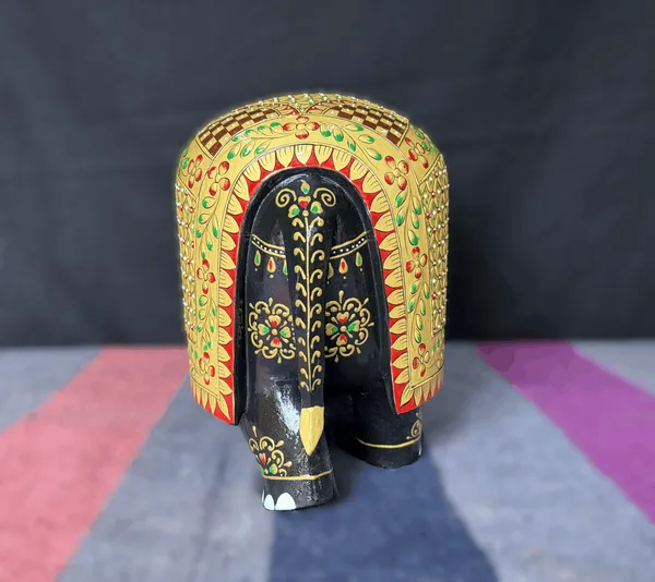Hand-Carved_&_3D_Embossed_Royal_Wooden_Elephant_Sacred_Lotus,_Raised_Jaali_Lattice_&_Miniature_Floral_Art