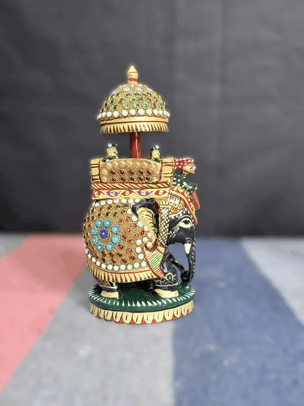 Handcrafted_Royal_Wooden_Ambari_Elephant_with_Chhatri_Embossed_Pearl_&_Stone_Work_Showpiece