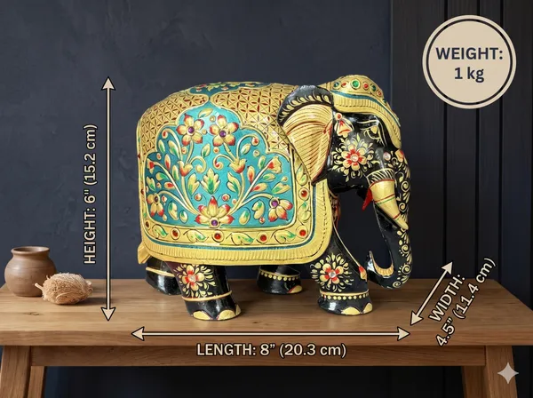 Handcrafted_Swan_FigurineThe_Firoza_Tusker:_Solid_1.0_kg_Handcrafted_Wood_Elephant_with_Turquoise_Floral_Medallion_Showpiece