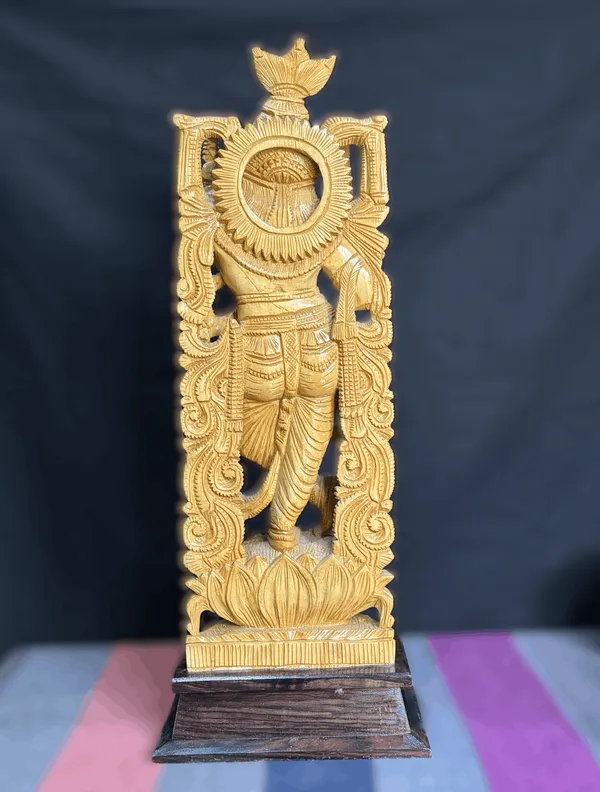 DecorHand-Carved_Kadam_Wood_Krishna_Playing_Flute_with_Pierced_Prabhavali_Arch_on_Hardwood_Base_Tribhanga_Mandir_&_Living_Room_Decor