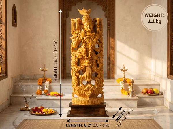 DecorHand-Carved_Kadam_Wood_Krishna_Playing_Flute_with_Pierced_Prabhavali_Arch_on_Hardwood_Base_Tribhanga_Mandir_&_Living_Room_Decor