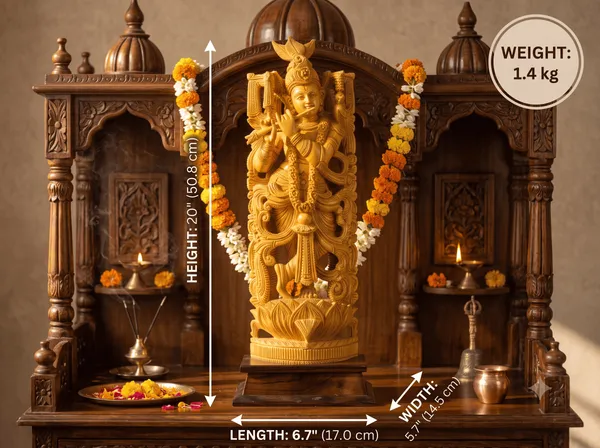 DecorHand-Carved_Kadam_Wood_Krishna_Playing_Flute_with_Pierced_Prabhavali_Arch_on_Hardwood_Base_Tribhanga_Mandir_&_Living_Room_Decor