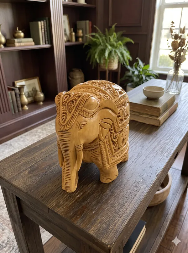 Masterpiece_Hand-Carved_Solid_Wood_Elephant_with_Detailed_Wildlife_Panels_–_Natural_Timber_Bas-Relief_Centerpiece