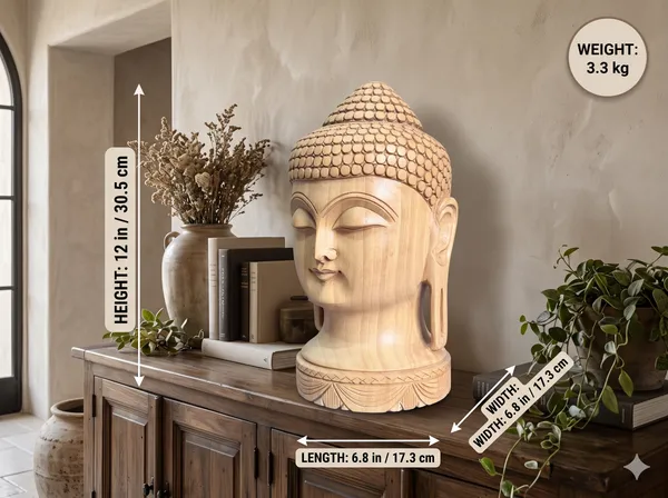Hand-Carved_Solid_Kadam_Wood_Buddha_Head_Bust_on_Lotus_Base_–_Serene_Meditation_&_Zen_Home_Decor_Sculpture