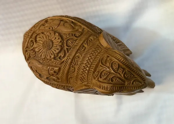 Masterpiece_Hand-Carved_Solid_Wood_Elephant_with_Detailed_Wildlife_Panels_–_Natural_Timber_Bas-Relief_Centerpiece