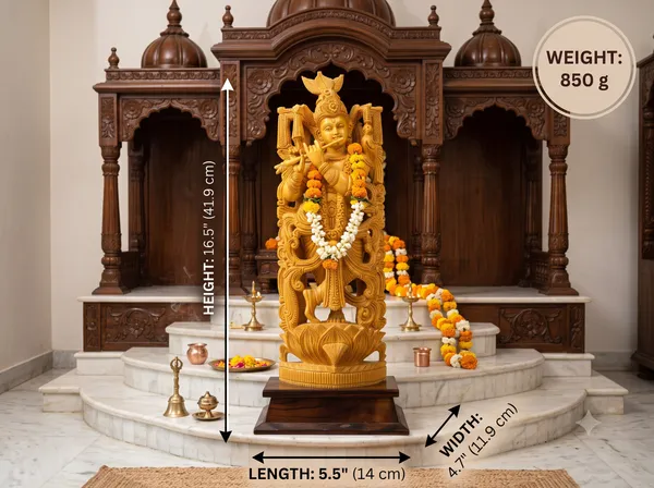 Hand-Carved_Kadam_Wood_Krishna_Playing_Flute_with_Pierced_Prabhavali_Arch_on_Hardwood_Base_–_Tribhanga_Mandir_&_Living_Room_Decor