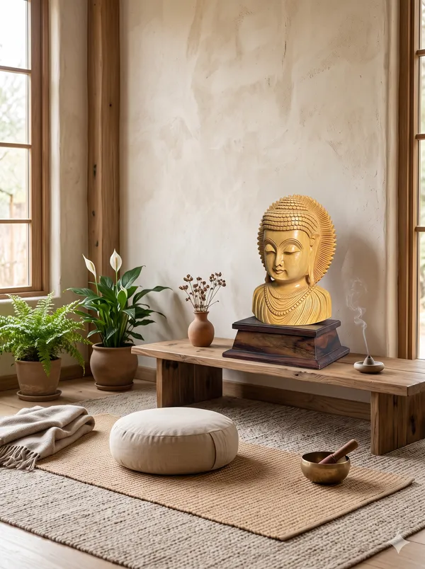 Inch_Handcrafted_Wooden_Buddha_Statue_with_Sunburst_Halo_–_Solid_Kadam_Wood_&_Rosewood_Base_Bust_for_Living_Room,_Office_Desk_&_Pooja_Decor