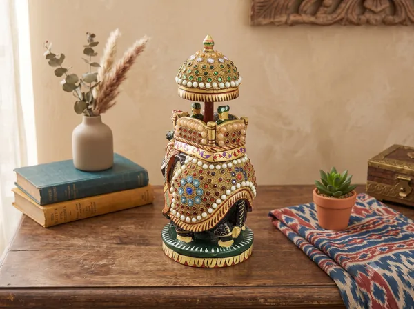 Handcrafted_Royal_Wooden_Ambari_Elephant_with_Chhatri_Embossed_Pearl_&_Stone_Work_Showpiece”