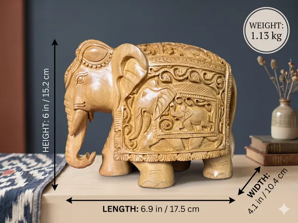 Authentic_Shikar_Carved_Solid_Wood_Elephant_–_Traditional_Indian_Shikargah_Relief_Wildlife_Sculpture_in_Natural_Kadam_Timber