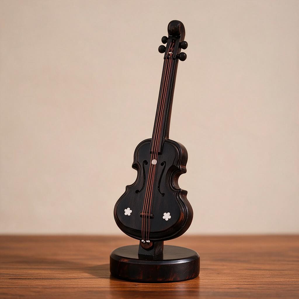 Handcrafted_violin_with_a_matching_desk_display_stand