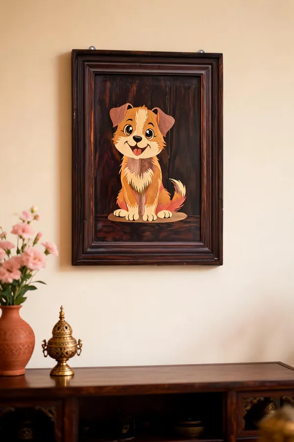 Playful_Pup__Natural_Wood_Tone_Mysore_Rosewood_Inlay_22x16