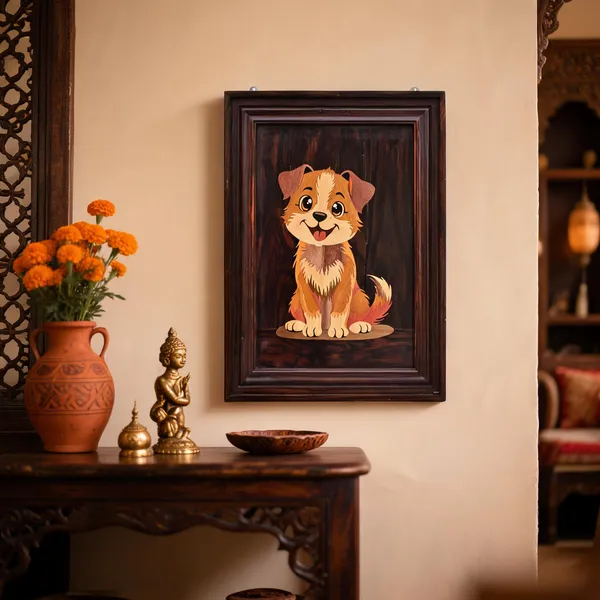 Playful_Pup__Natural_Wood_Tone_Mysore_Rosewood_Inlay_22x16