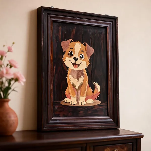 Playful_Pup__Natural_Wood_Tone_Mysore_Rosewood_Inlay_22x16