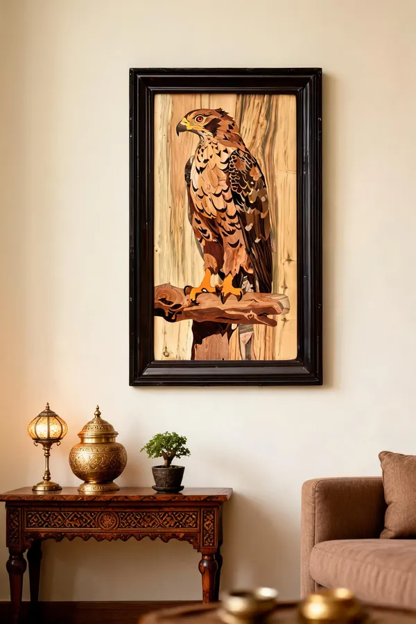 Majestic_Falcon/_Hawk/_Eagle_Wooden_Wall_Art__Authentic_GITagged_Mysore_Rosewood_Inlay_24x14