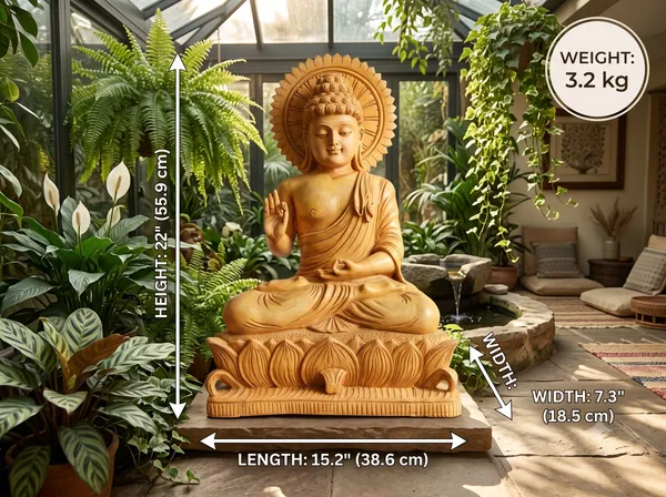 Hand-Carved_Solid_Kadam_Wood_Blessing_Buddha_Statue_with_Sunburst_Halo_–_Abhaya_Mudra_Lotus_Throne_Sculpture