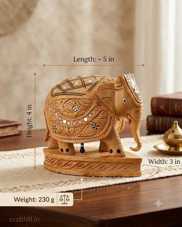 Hand-Carved_Wooden_Elephant_with_Inlay_Work_–_Studded_Diamond_Trellis_&_Hanging_Underbelly_Bell_Showpiece_Tabletop_Decor