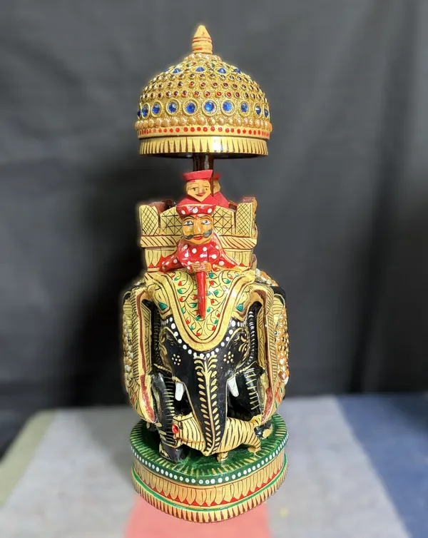 Handcrafted_Royal_Rajasthani_Wooden_Ambari_Elephant_with_Chhatri_&_Howdah_–_Jewel_&_Pearl_Encrusted_Procession_Centerpiece