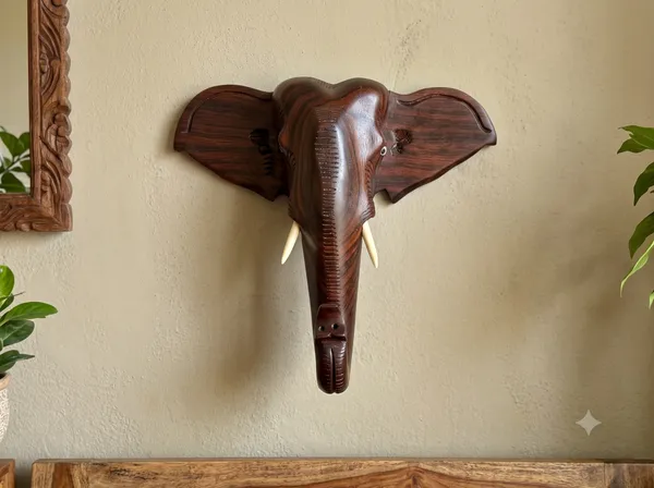 Hand-Carved_Solid_Rosewood_Elephant_Head_Wall_Mount_–_Faux_Taxidermy_Wood_Sculpture_&_Entryway_Wall_Decor