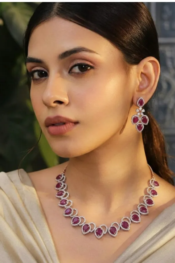 Tone_Teardrop_Stone_Necklace_Set_For_Women