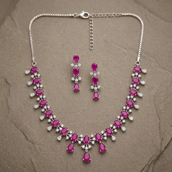 Ruby_Teardrop_Crystal_Necklace_Set_For_Women