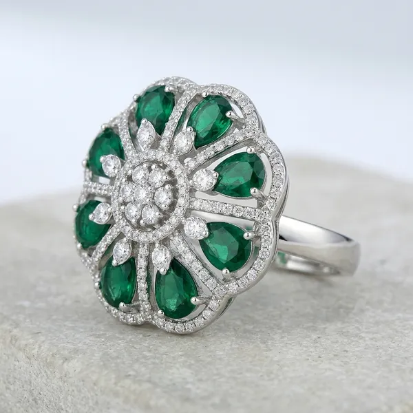Green_Brass_Enamel_Floral_White_Stone_Cocktail_Ring_For_Women