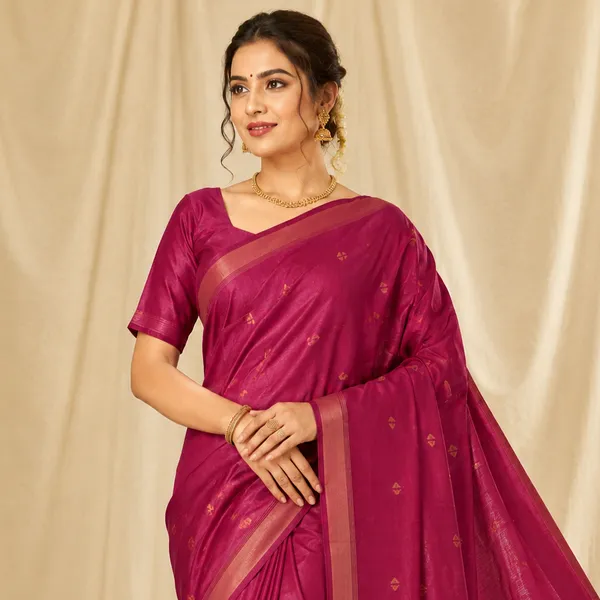 Pink_Pure_Silk_Zari_Border_Tussar_Saree_For_Women