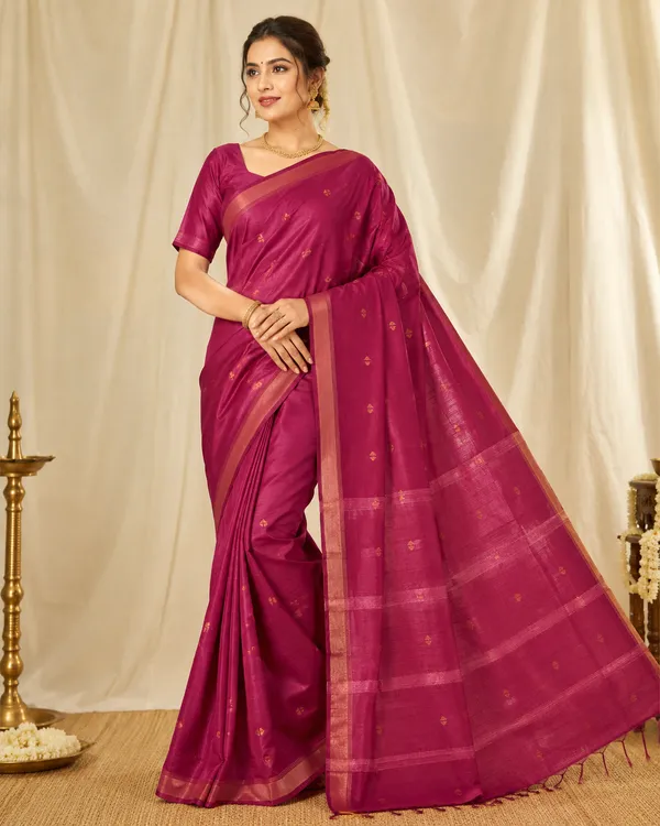 Pink_Pure_Silk_Zari_Border_Tussar_Saree_For_Women