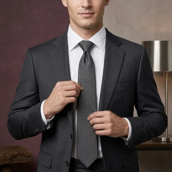Black_Pure_Silk_Satin_Printed_Formal_Tie_For_Men
