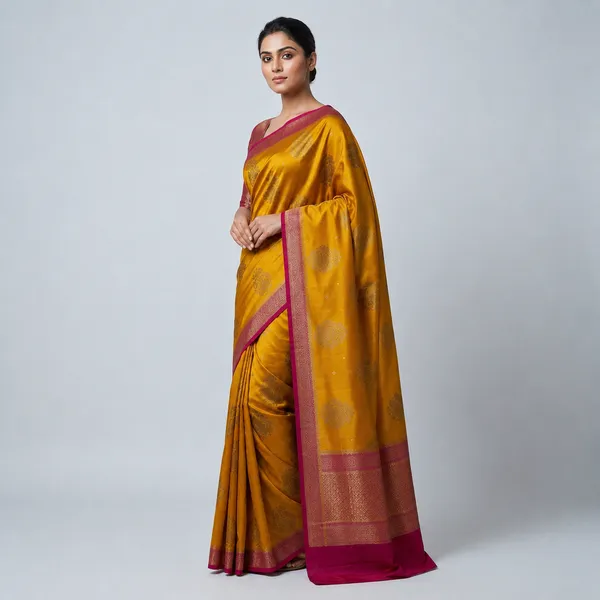 Yellow_Red_Pure_Silk_Zari_Motif_Banarasi_Saree_For_Women