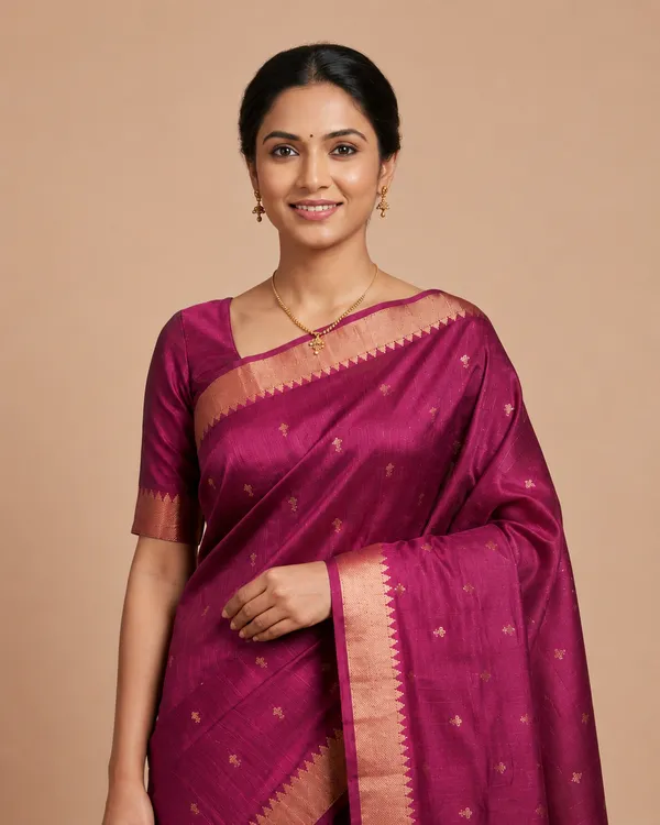 Pink_Pure_Silk_Zari_Buti_Tussar_Saree_For_Women