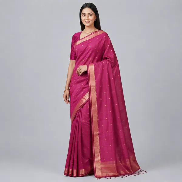 Pink_Pure_Silk_Zari_Buti_Tussar_Saree_For_Women