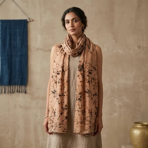 Cream_Pure_Silk_Crepe_Stole_For_Women