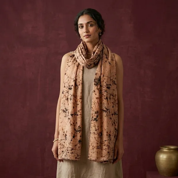 Cream_Pure_Silk_Crepe_Stole_For_Women