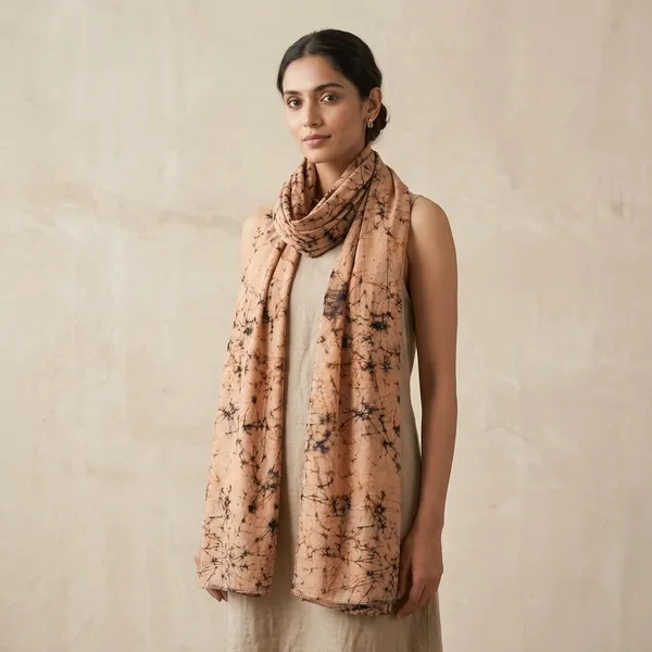 Cream_Pure_Silk_Crepe_Stole_For_Women