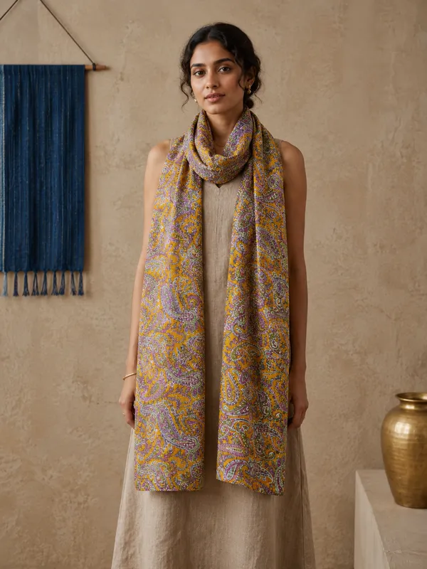 Yellow_And_Pink_Printed_Pure_Silk_Lightweight_Stole_For_Women