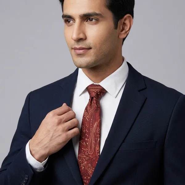 Maroon_Pure_Silk_Paisley_Ethnic_Tie_For_Men