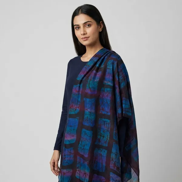 Black_And_Blue_Pure_Silk_Lightweight_Stole_For_Women