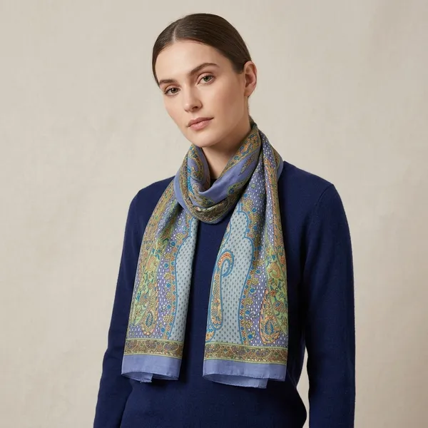 Blue_And_Yellow_Pure_Silk_Lightweight_Stole_For_Women