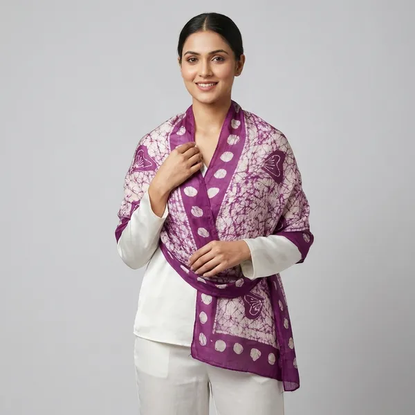 Purple_And_Ivory_Pure_Silk_Lightweight_Stole_For_Women