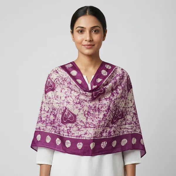 Purple_And_Ivory_Pure_Silk_Lightweight_Stole_For_Women