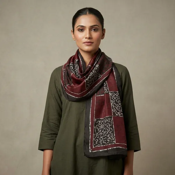 Maroon_Pure_Silk_Lightweight_Stole_For_Women