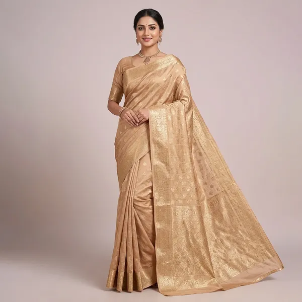Beige_Pure_Silk_Zari_Woven_Banarasi_Saree_For_Women
