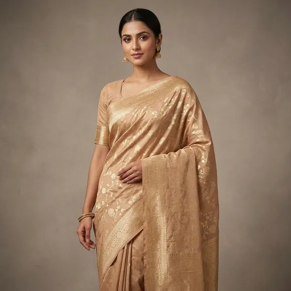 Beige_Pure_Silk_Zari_Woven_Banarasi_Saree_For_Women